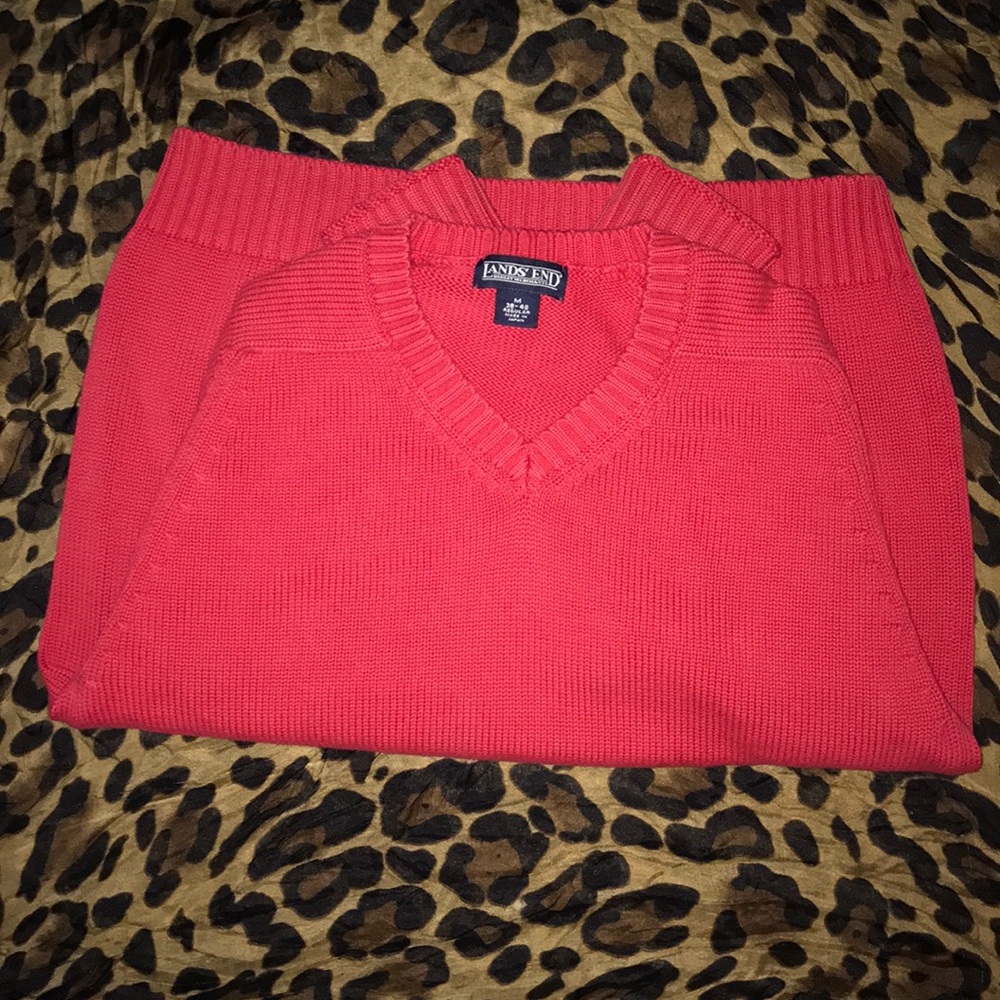 Land’s End Red Sweater Men’s M 38-40 Knitted
